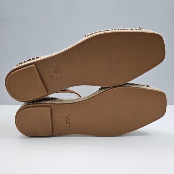 Rag & Bone Anteros Espadrille Women EU 38 Cotton Tan Ankle Strap Peep Toe Sandal - Picture 12 of 14